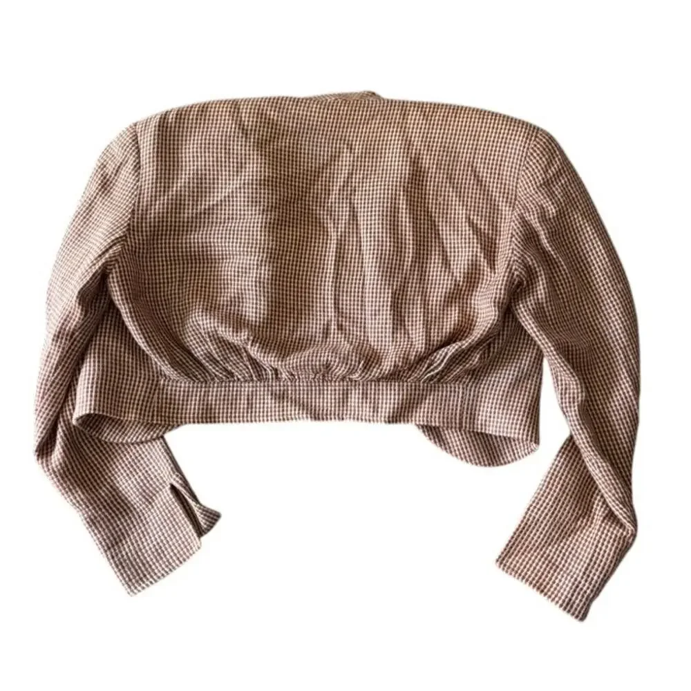 Christian Dior Vintage Cropped Houndstooth Blazer Made USA Rayon Wool Sz 2